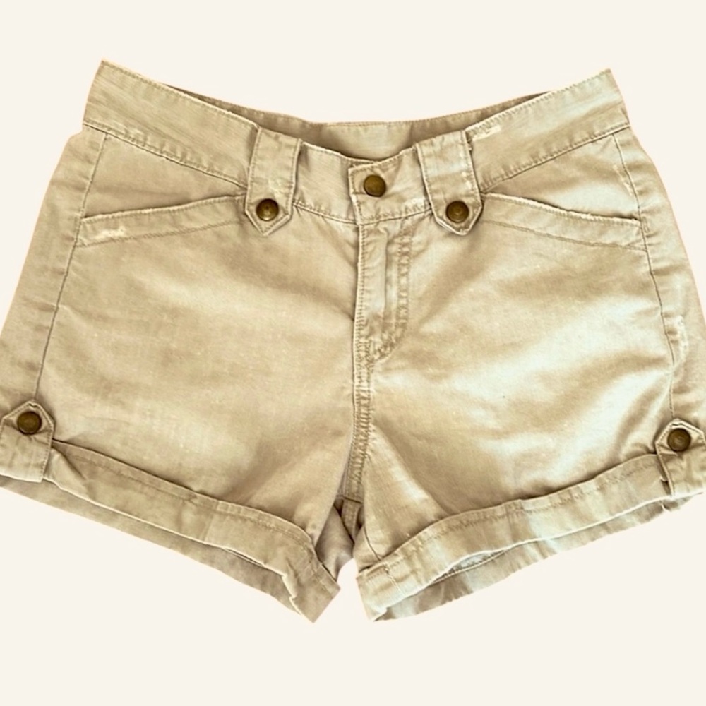 Lucky Brand Tan Shorts W/Brass Snaps Size 25